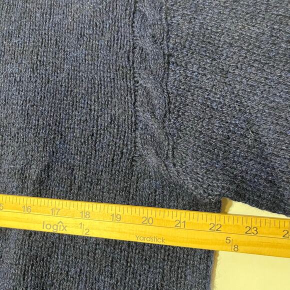 Vintage 80s Perry Ellis Hand Knit 100% Wool Navy Blue Collared Sweater‎ Womans M - Picture 7 of 8